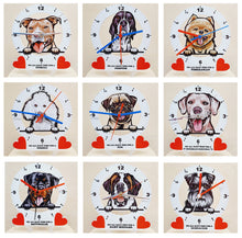 Load image into Gallery viewer, Dog Breed Clocks, Your favourite Peeking Dog On A Quartz Clock, Stand or Wall Mounted, 200mm