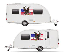 Load image into Gallery viewer, Bald Eagle + USA Flag PAIR of Graphics Decals Stickers for for Van Motorhome Camper Caravan Bailey Swift etc - Bolsover Designs