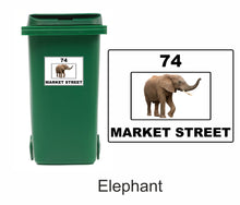 Load image into Gallery viewer, 3 x Animal Themed Wheelie Bin Stickers, Address Sign, House Home or Business, Door Number Road Name Sticker, A5 or A4 Size - Bolsover Designs