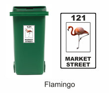 Load image into Gallery viewer, 3 x Animal Themed Wheelie Bin Stickers, Address Sign, House Home or Business, Door Number Road Name Sticker, A5 or A4 Size - Bolsover Designs