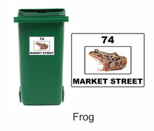 Load image into Gallery viewer, 3 x Animal Themed Wheelie Bin Stickers, Address Sign, House Home or Business, Door Number Road Name Sticker, A5 or A4 Size - Bolsover Designs