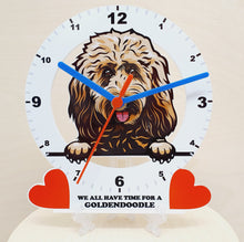 Load image into Gallery viewer, Dog Breed Clocks, Your favourite Peeking Dog On A Quartz Clock, Stand or Wall Mounted, 200mm