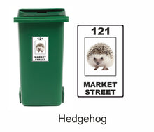 Load image into Gallery viewer, 3 x Animal Themed Wheelie Bin Stickers, Address Sign, House Home or Business, Door Number Road Name Sticker, A5 or A4 Size - Bolsover Designs