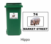 Load image into Gallery viewer, 3 x Animal Themed Wheelie Bin Stickers, Address Sign, House Home or Business, Door Number Road Name Sticker, A5 or A4 Size - Bolsover Designs