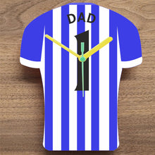 Load image into Gallery viewer, Number 1 DAD Quartz Clock In Shape of Football Shirts In Your Favourite Team Colours