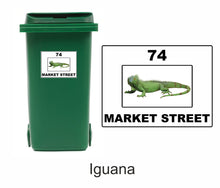 Load image into Gallery viewer, 3 x Animal Themed Wheelie Bin Stickers, Address Sign, House Home or Business, Door Number Road Name Sticker, A5 or A4 Size - Bolsover Designs