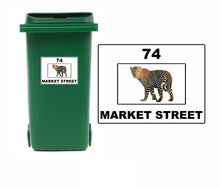Load image into Gallery viewer, 3 x Animal Themed Wheelie Bin Stickers, Address Sign, House Home or Business, Door Number Road Name Sticker, A5 or A4 Size - Bolsover Designs