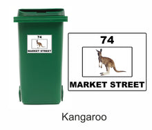 Load image into Gallery viewer, 3 x Animal Themed Wheelie Bin Stickers, Address Sign, House Home or Business, Door Number Road Name Sticker, A5 or A4 Size - Bolsover Designs