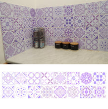 Load image into Gallery viewer, Mosaic Tile Stickers, Pack Of 16, All Sizes, Waterproof, Lilac Azulejo Transfers For Kitchen / Bathroom Tiles L01 - Bolsover Designs