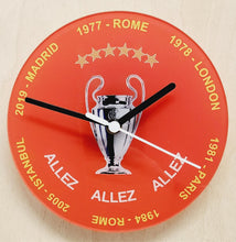 Load image into Gallery viewer, Quartz Wall Clock, Depicting Liverpool's Champions League / European Cup Wins, With The Years and City
