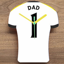 Load image into Gallery viewer, Number 1 DAD Quartz Clock In Shape of Football Shirts In Your Favourite Team Colours