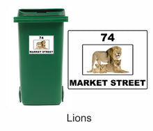 Load image into Gallery viewer, 3 x Animal Themed Wheelie Bin Stickers, Address Sign, House Home or Business, Door Number Road Name Sticker, A5 or A4 Size - Bolsover Designs