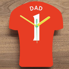 Load image into Gallery viewer, Number 1 DAD Quartz Clock In Shape of Football Shirts In Your Favourite Team Colours