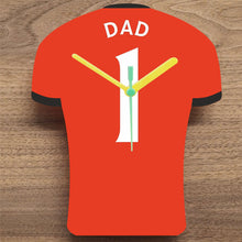 Load image into Gallery viewer, Number 1 DAD Quartz Clock In Shape of Football Shirts In Your Favourite Team Colours