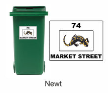 Load image into Gallery viewer, 3 x Animal Themed Wheelie Bin Stickers, Address Sign, House Home or Business, Door Number Road Name Sticker, A5 or A4 Size - Bolsover Designs