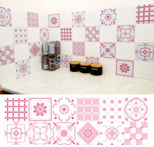 Load image into Gallery viewer, Mosaic Tile Stickers, Pink, Pack Of 24, All Sizes, Waterproof, Azulejo Transfers For Kitchen / Bathroom Tiles P06 - Bolsover Designs