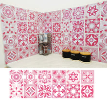 Load image into Gallery viewer, Mosaic Tile Stickers, Pink, Pack Of 24, All Sizes, Waterproof, Azulejo Transfers For Kitchen / Bathroom Tiles P08 - Bolsover Designs