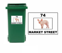Load image into Gallery viewer, 3 x Animal Themed Wheelie Bin Stickers, Address Sign, House Home or Business, Door Number Road Name Sticker, A5 or A4 Size - Bolsover Designs