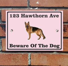 Load image into Gallery viewer, Beware of The Dog, Doberman German Shepherd Pitbull Rottweiler, Address Sign For House Home or Business, Door Number Road Name Plaque, in A5 or A4 Size - Bolsover Designs