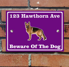 Load image into Gallery viewer, Beware of The Dog, Doberman German Shepherd Pitbull Rottweiler, Address Sign For House Home or Business, Door Number Road Name Plaque, in A5 or A4 Size - Bolsover Designs