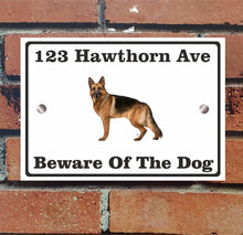 Load image into Gallery viewer, Beware of The Dog, Doberman German Shepherd Pitbull Rottweiler, Address Sign For House Home or Business, Door Number Road Name Plaque, in A5 or A4 Size - Bolsover Designs