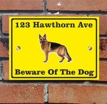 Load image into Gallery viewer, Beware of The Dog, Doberman German Shepherd Pitbull Rottweiler, Address Sign For House Home or Business, Door Number Road Name Plaque, in A5 or A4 Size - Bolsover Designs
