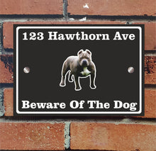 Load image into Gallery viewer, Beware of The Dog, Doberman German Shepherd Pitbull Rottweiler, Address Sign For House Home or Business, Door Number Road Name Plaque, in A5 or A4 Size - Bolsover Designs