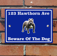Load image into Gallery viewer, Beware of The Dog, Doberman German Shepherd Pitbull Rottweiler, Address Sign For House Home or Business, Door Number Road Name Plaque, in A5 or A4 Size - Bolsover Designs