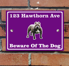 Load image into Gallery viewer, Beware of The Dog, Doberman German Shepherd Pitbull Rottweiler, Address Sign For House Home or Business, Door Number Road Name Plaque, in A5 or A4 Size - Bolsover Designs