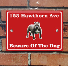 Load image into Gallery viewer, Beware of The Dog, Doberman German Shepherd Pitbull Rottweiler, Address Sign For House Home or Business, Door Number Road Name Plaque, in A5 or A4 Size - Bolsover Designs