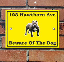 Load image into Gallery viewer, Beware of The Dog, Doberman German Shepherd Pitbull Rottweiler, Address Sign For House Home or Business, Door Number Road Name Plaque, in A5 or A4 Size - Bolsover Designs