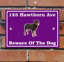 Load image into Gallery viewer, Beware of The Dog, Doberman German Shepherd Pitbull Rottweiler, Address Sign For House Home or Business, Door Number Road Name Plaque, in A5 or A4 Size - Bolsover Designs