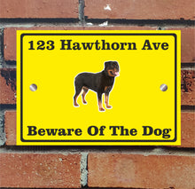 Load image into Gallery viewer, Beware of The Dog, Doberman German Shepherd Pitbull Rottweiler, Address Sign For House Home or Business, Door Number Road Name Plaque, in A5 or A4 Size - Bolsover Designs
