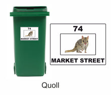 Load image into Gallery viewer, 3 x Animal Themed Wheelie Bin Stickers, Address Sign, House Home or Business, Door Number Road Name Sticker, A5 or A4 Size - Bolsover Designs