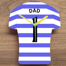 Load image into Gallery viewer, Number 1 DAD Quartz Clock In Shape of Football Shirts In Your Favourite Team Colours
