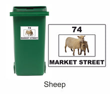 Load image into Gallery viewer, 3 x Animal Themed Wheelie Bin Stickers, Address Sign, House Home or Business, Door Number Road Name Sticker, A5 or A4 Size - Bolsover Designs