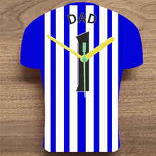 Load image into Gallery viewer, Number 1 DAD Quartz Clock In Shape of Football Shirts In Your Favourite Team Colours