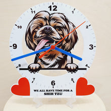 Load image into Gallery viewer, Dog Breed Clocks, Your favourite Peeking Dog On A Quartz Clock, Stand or Wall Mounted, 200mm