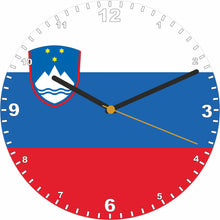 Load image into Gallery viewer, Flag Clock - Beginning With R - Z, Flag Of Your Chosen Country On A Quartz Clock, Stand or Wall Mounted, 200mm