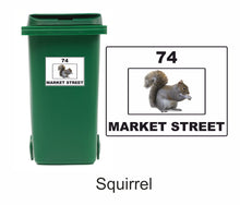 Load image into Gallery viewer, 3 x Animal Themed Wheelie Bin Stickers, Address Sign, House Home or Business, Door Number Road Name Sticker, A5 or A4 Size - Bolsover Designs