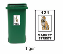 Load image into Gallery viewer, 3 x Animal Themed Wheelie Bin Stickers, Address Sign, House Home or Business, Door Number Road Name Sticker, A5 or A4 Size - Bolsover Designs