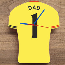 Load image into Gallery viewer, Number 1 DAD Quartz Clock In Shape of Football Shirts In Your Favourite Team Colours