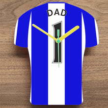 Load image into Gallery viewer, Number 1 DAD Quartz Clock In Shape of Football Shirts In Your Favourite Team Colours