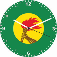 Load image into Gallery viewer, Flag Clock - Beginning With R - Z, Flag Of Your Chosen Country On A Quartz Clock, Stand or Wall Mounted, 200mm