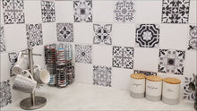 Load and play video in Gallery viewer, Mosaic Tile Stickers, Pack Of 16, All Sizes, Waterproof, Azulejo Transfers For Kitchen / Bathroom Tiles G27