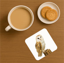 Load image into Gallery viewer, UK Birds of Prey Cork Coaster – Barn Owl / Peregrine Falcon / Red Kite (Choose Your Raptor)
