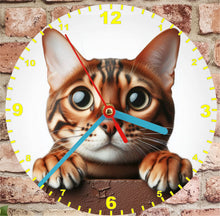 Load image into Gallery viewer, Cat Clocks, A Choice Of Cats on a Quartz Clock. Stand or Wall Mounted, 200mm, Battery Included
