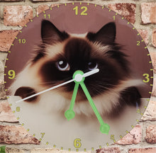 Load image into Gallery viewer, Cat Clocks, A Choice Of Cats on a Quartz Clock. Stand or Wall Mounted, 200mm, Battery Included
