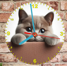 Load image into Gallery viewer, Cat Clocks, A Choice Of Cats on a Quartz Clock. Stand or Wall Mounted, 200mm, Battery Included
