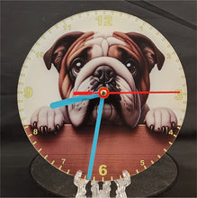 Load image into Gallery viewer, Your Favourite Peeking Dog Breed On A Quartz Clock, Stand or Wall Mounted, 200mm or 300mm Diameter
